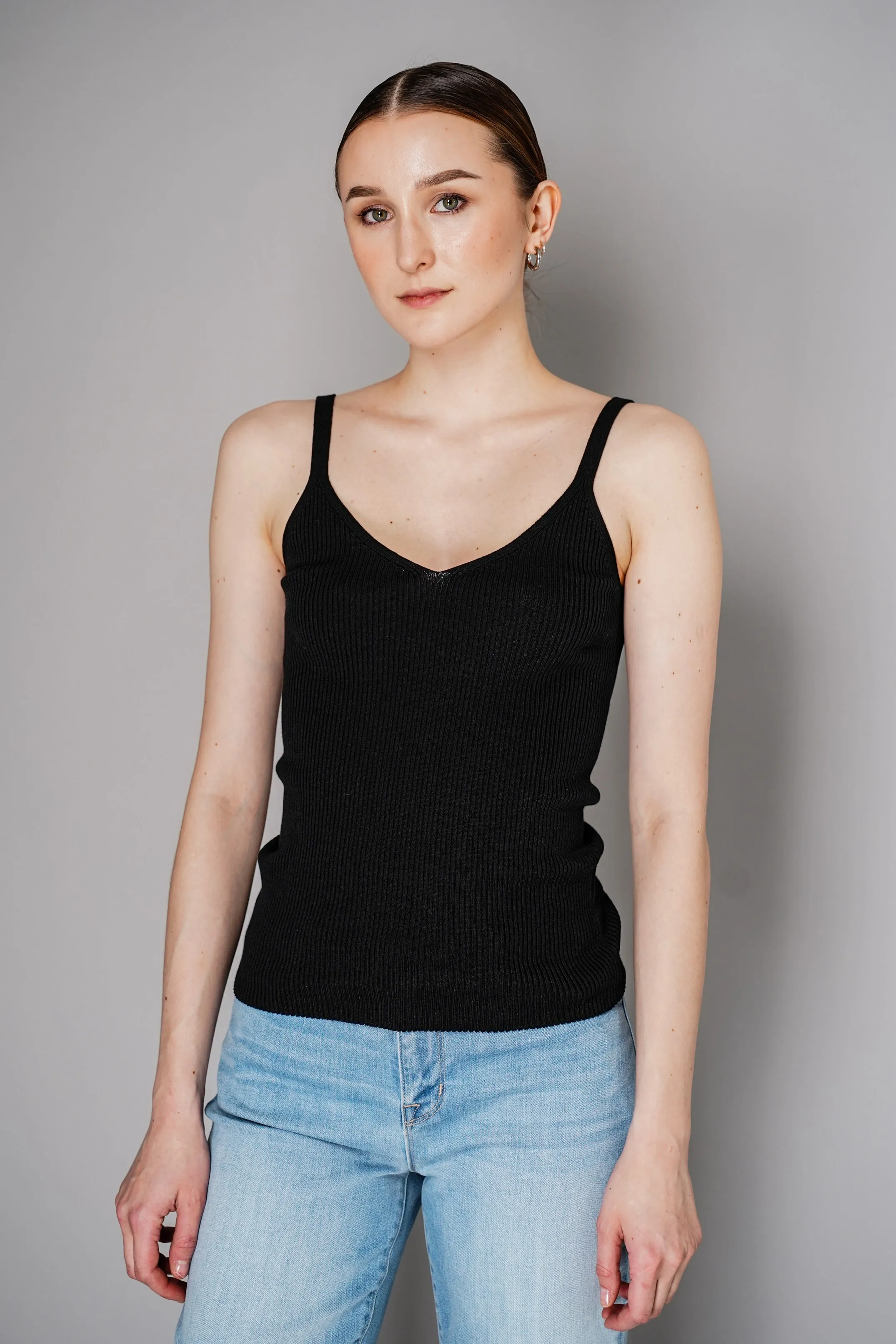 Tonet Ribbed Knit Cotton Camisole in Black