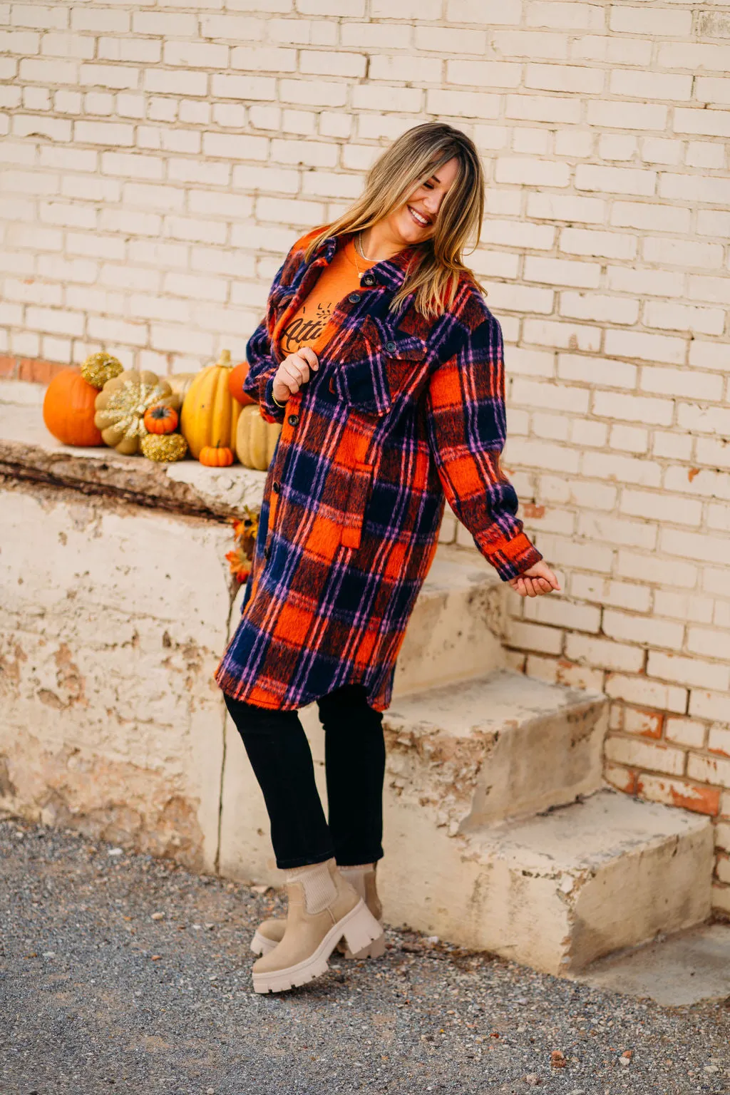 Tribal: Drop Shoulder Shacket in Burnt Orange