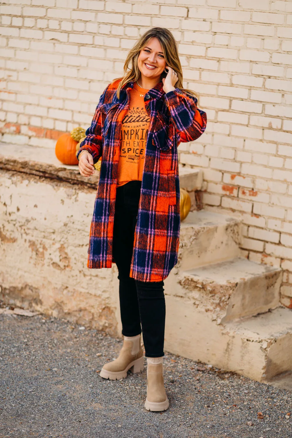 Tribal: Drop Shoulder Shacket in Burnt Orange