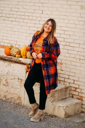 Tribal: Drop Shoulder Shacket in Burnt Orange