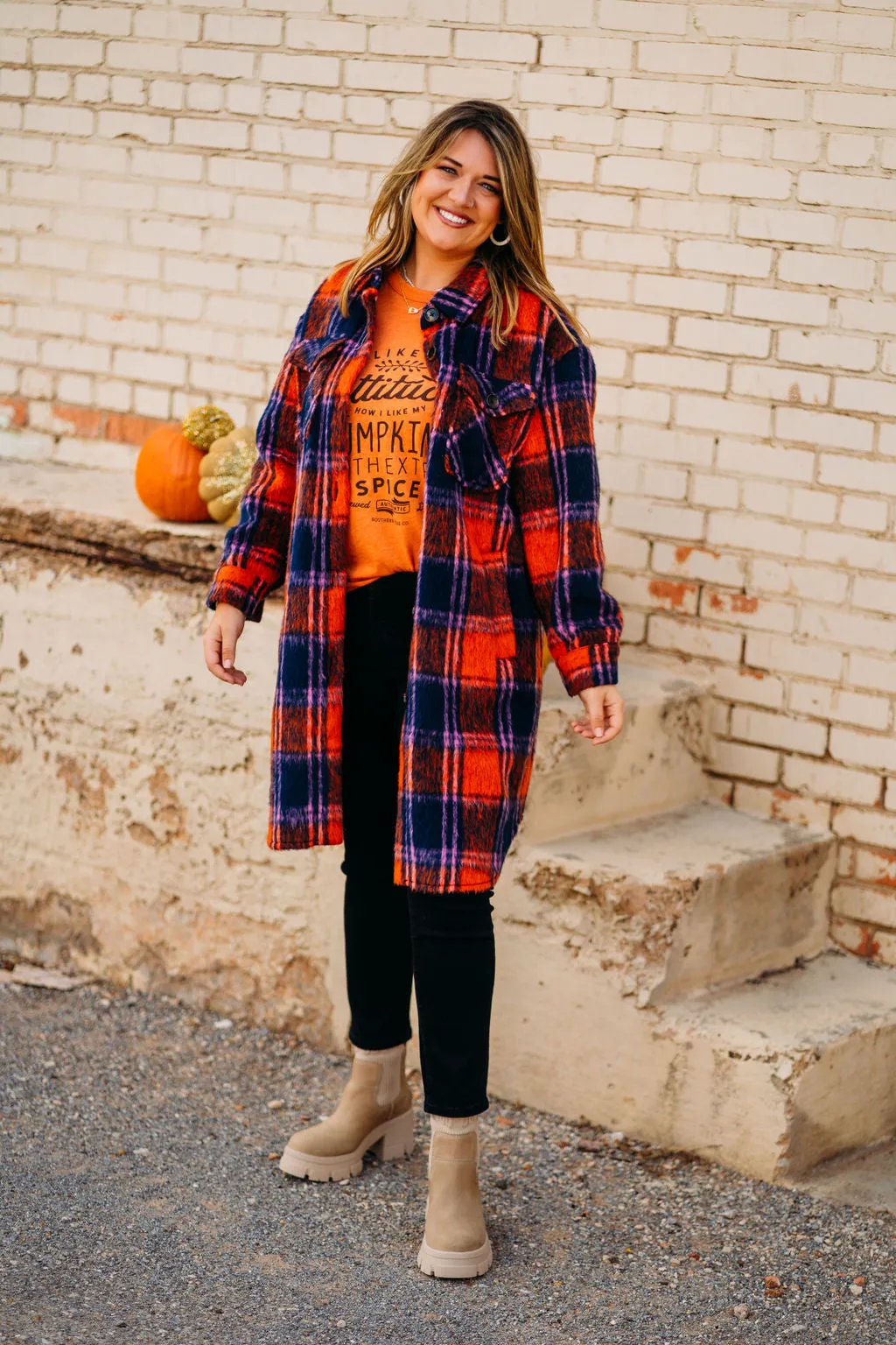 Tribal: Drop Shoulder Shacket in Burnt Orange