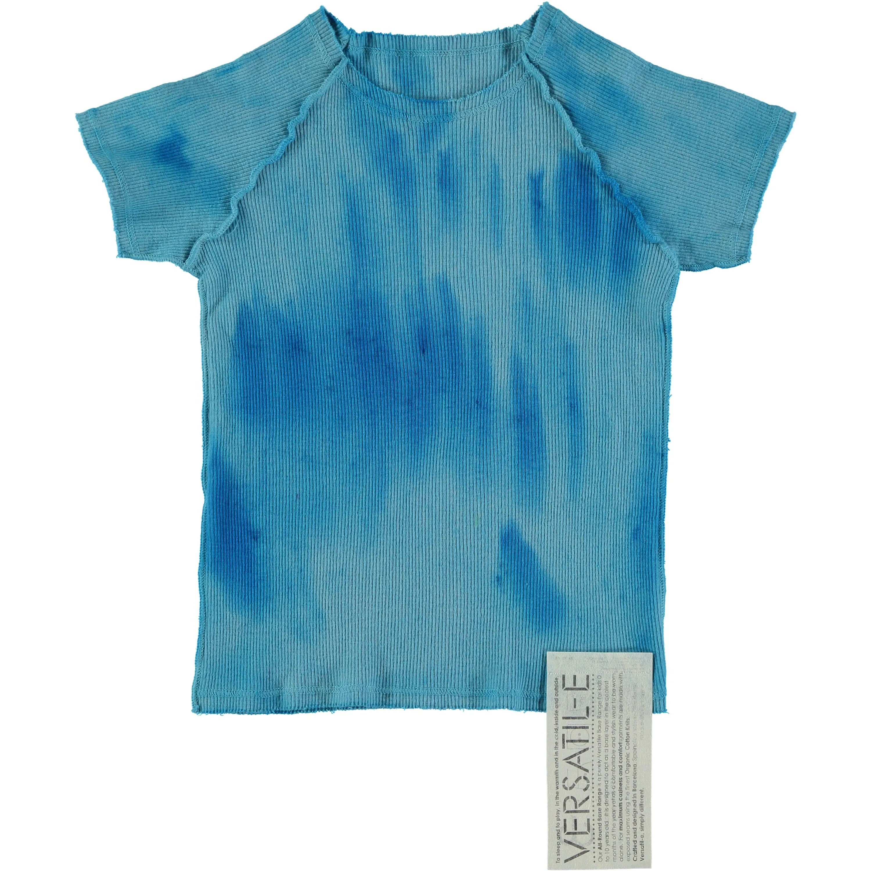 Versatile Textura Azul Ribbed Short Sleeve Tee