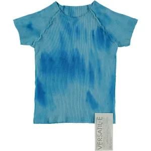 Versatile Textura Azul Ribbed Short Sleeve Tee