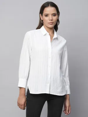Viscose Dobby Essential White Shirt