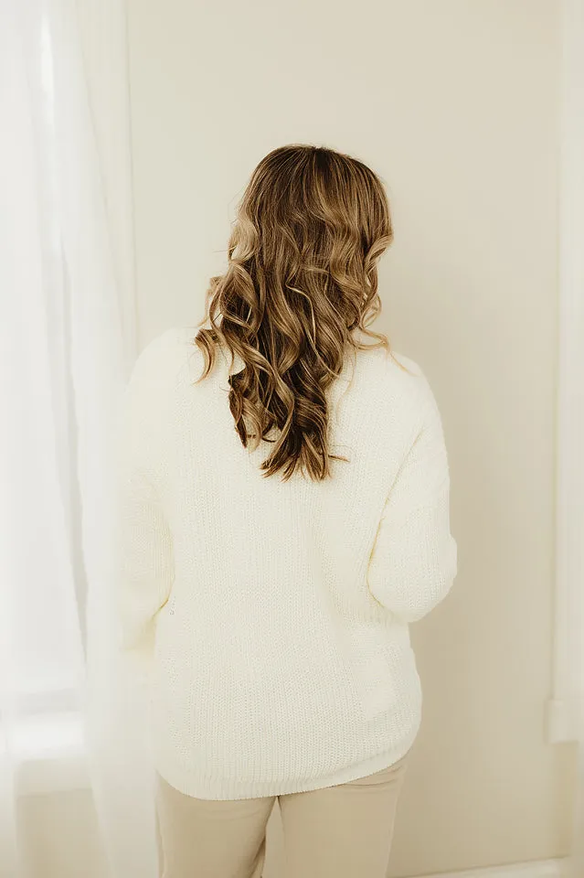 Waffle Open Front Sweater Cardigan