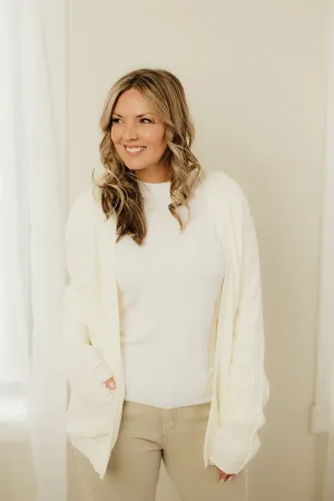 Waffle Open Front Sweater Cardigan