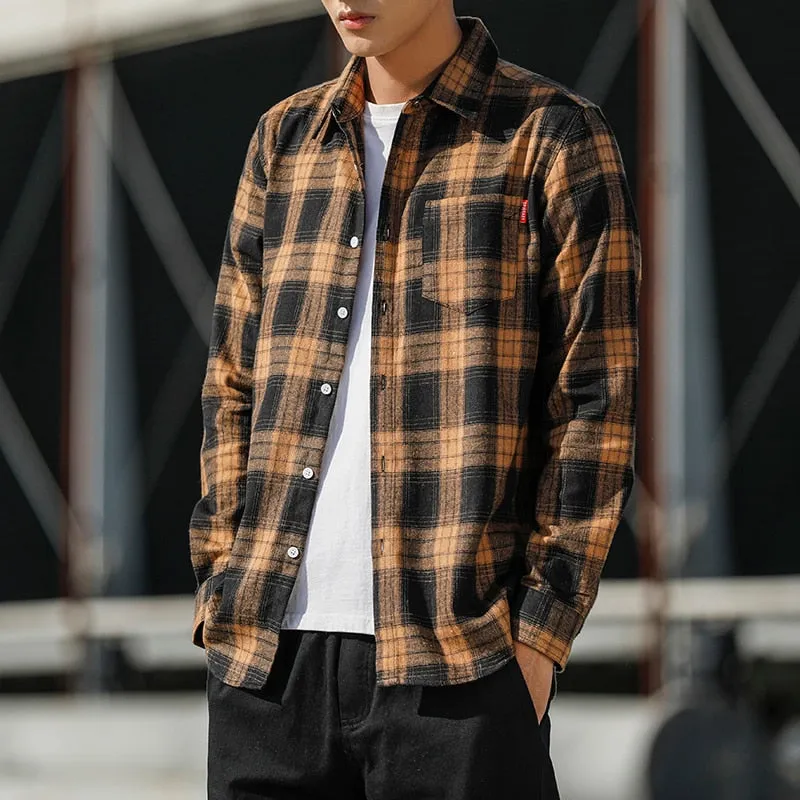 Wenkouban Plaid Shirts Men Streetwear Casual Versatile 2023 Autumn  High Quality Male Oversized Retro Flannel Long-sleeved Shirts