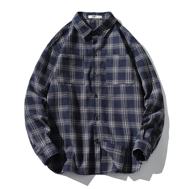 Wenkouban Plaid Shirts Men Streetwear Casual Versatile 2023 Autumn  High Quality Male Oversized Retro Flannel Long-sleeved Shirts