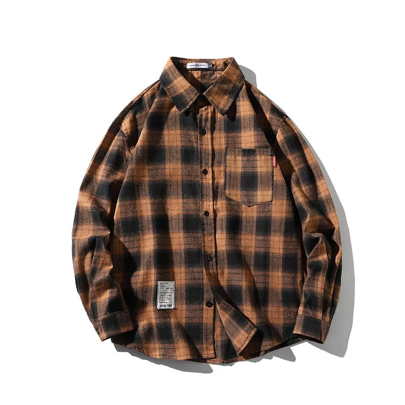 Wenkouban Plaid Shirts Men Streetwear Casual Versatile 2023 Autumn  High Quality Male Oversized Retro Flannel Long-sleeved Shirts