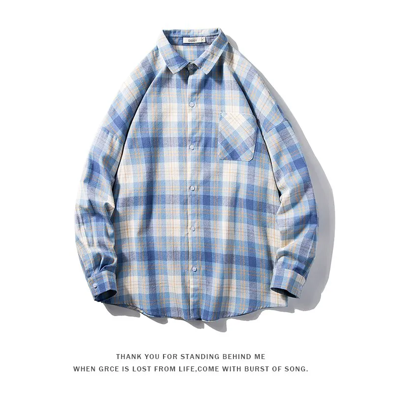 Wenkouban Plaid Shirts Men Streetwear Casual Versatile 2023 Autumn  High Quality Male Oversized Retro Flannel Long-sleeved Shirts