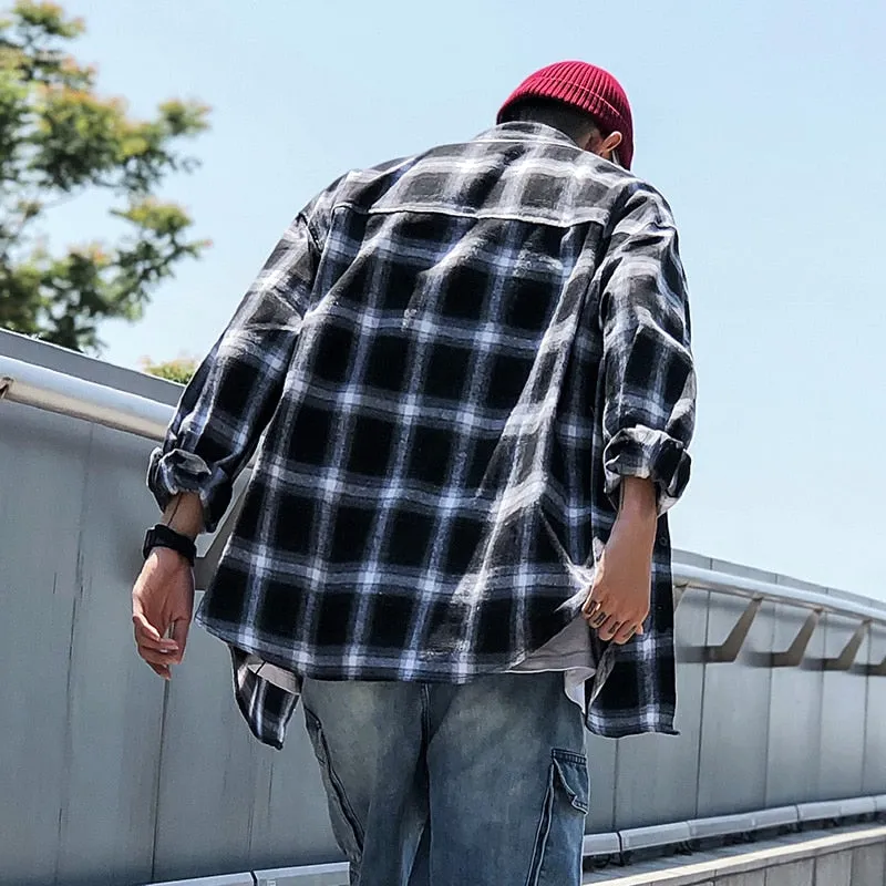 Wenkouban Plaid Shirts Men Streetwear Casual Versatile 2023 Autumn  High Quality Male Oversized Retro Flannel Long-sleeved Shirts