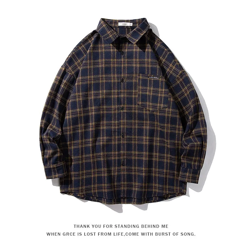 Wenkouban Plaid Shirts Men Streetwear Casual Versatile 2023 Autumn  High Quality Male Oversized Retro Flannel Long-sleeved Shirts