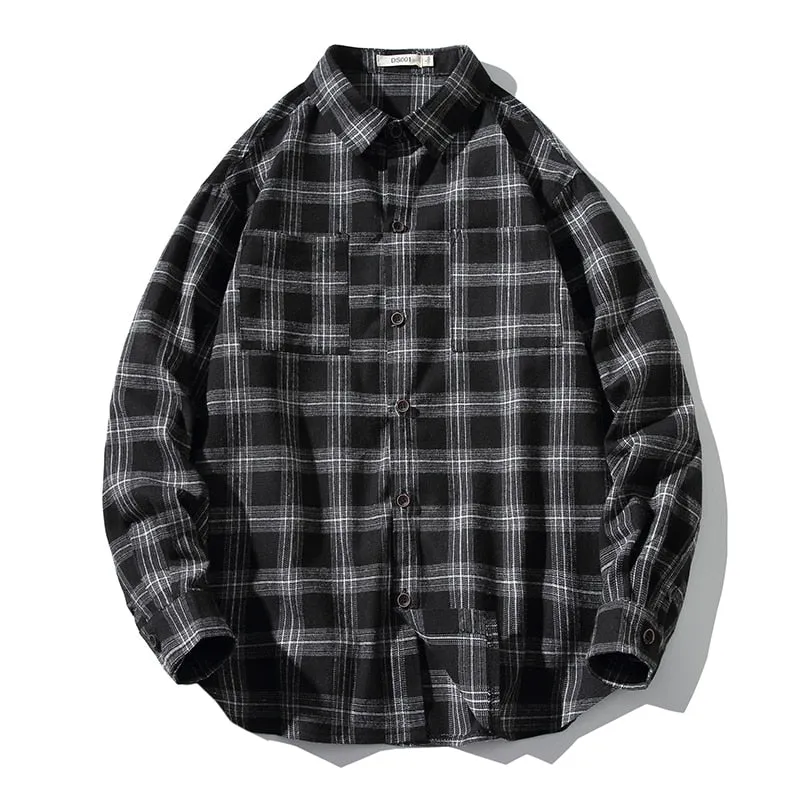 Wenkouban Plaid Shirts Men Streetwear Casual Versatile 2023 Autumn  High Quality Male Oversized Retro Flannel Long-sleeved Shirts