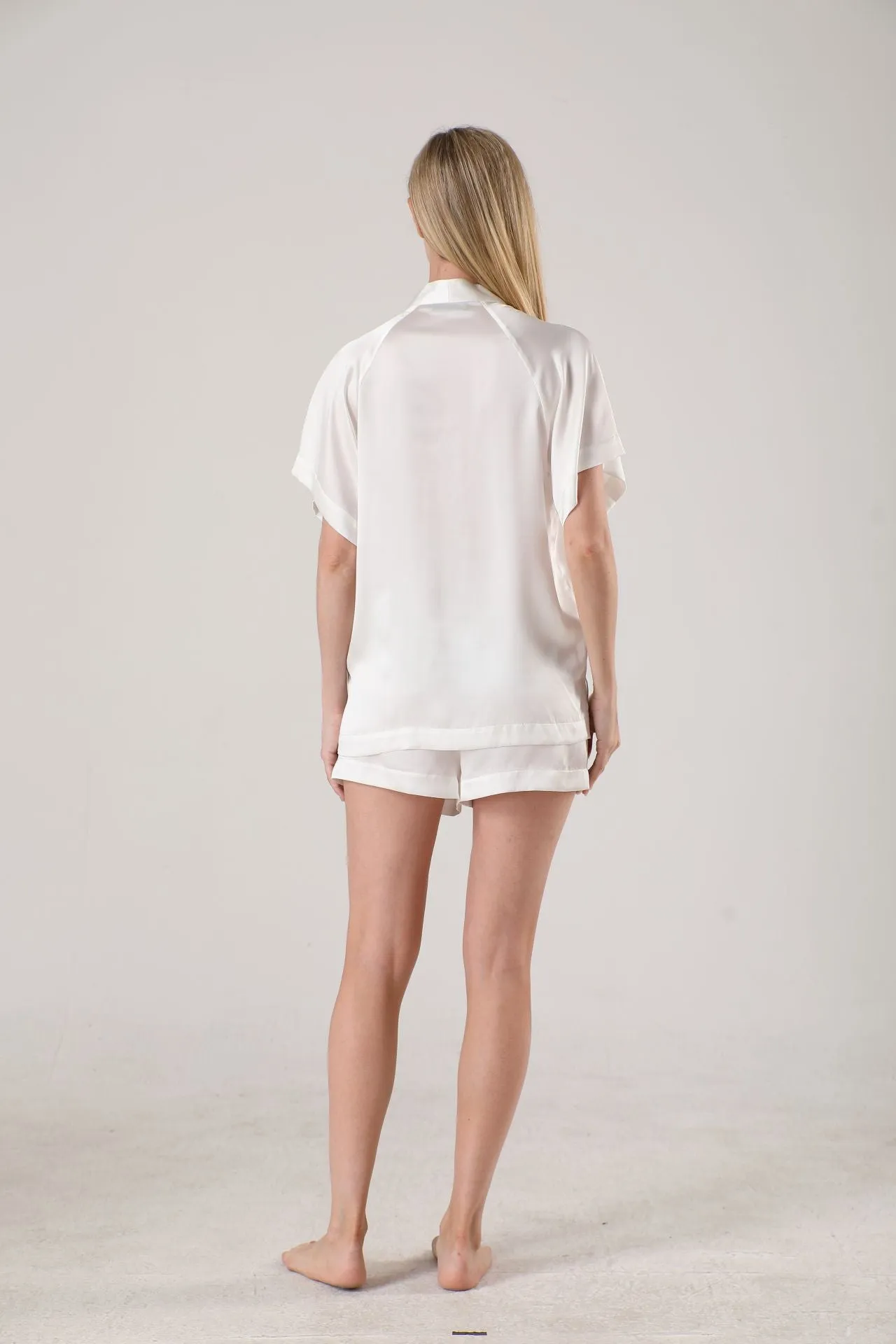 Women Classic Short Silk Pajamas Set