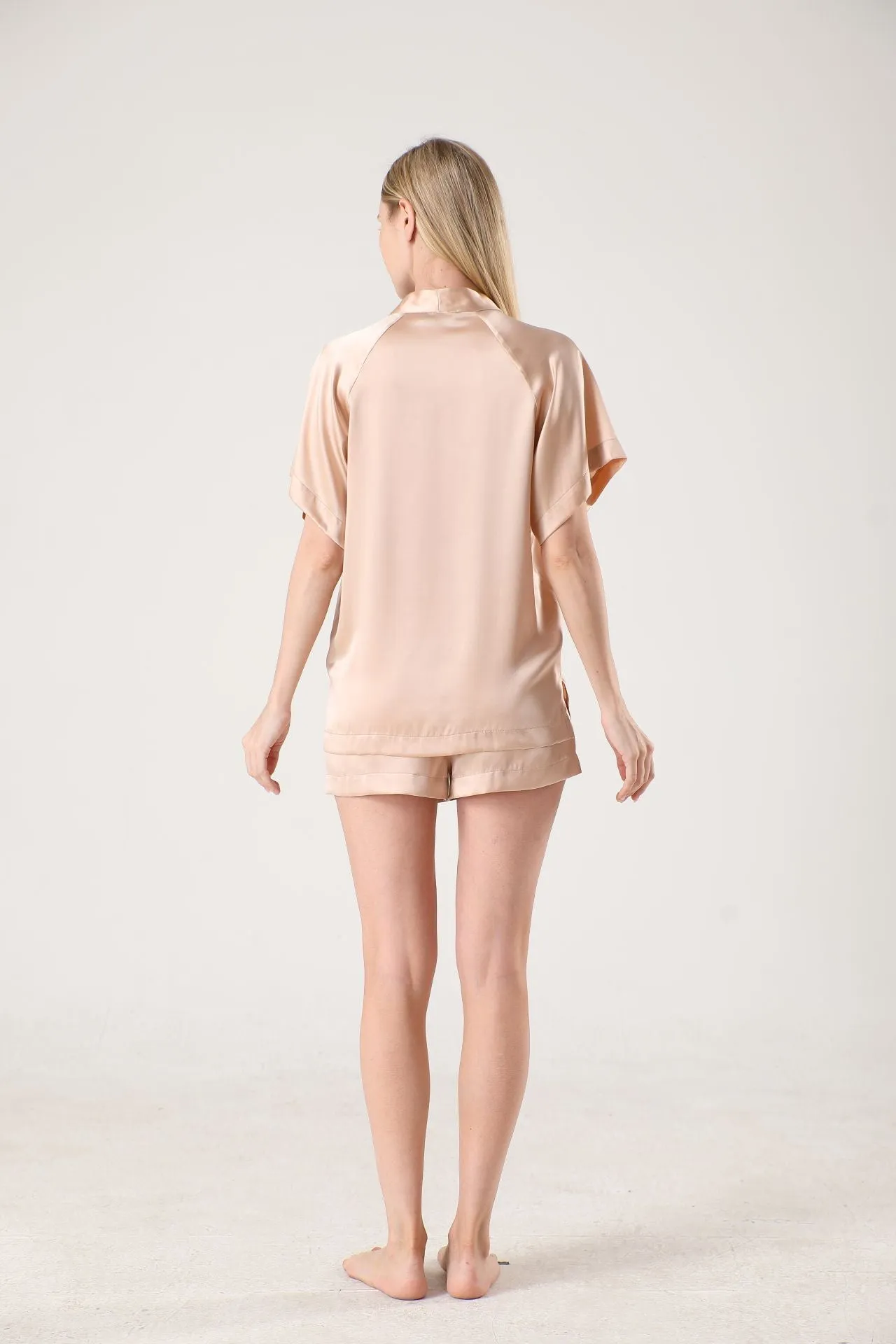 Women Classic Short Silk Pajamas Set