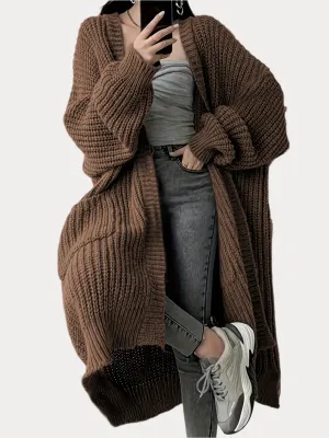 Women's Cozy Long Sleeve Knitted Cardigan with Pockets