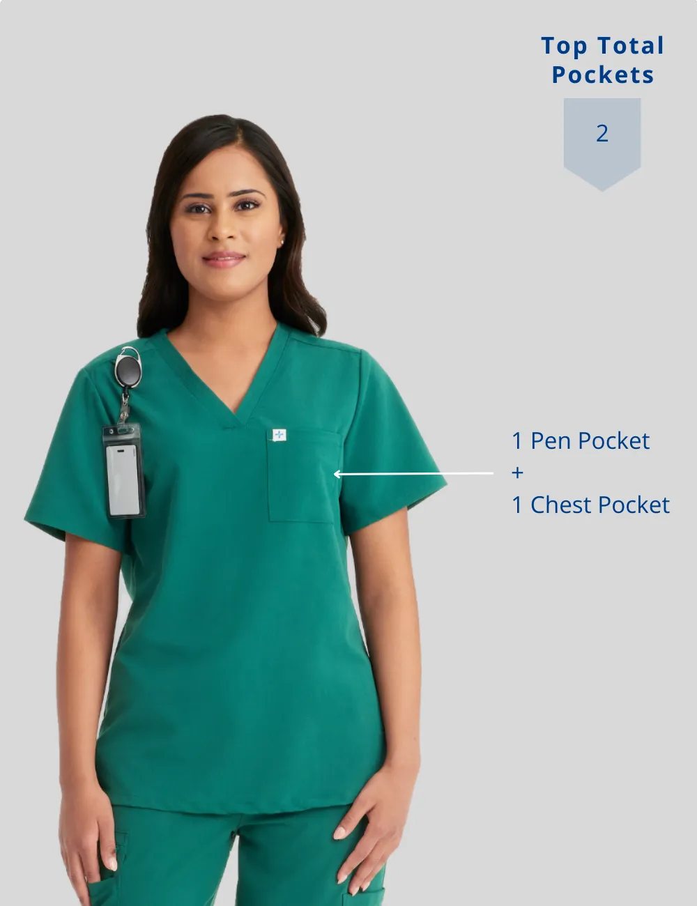 Womens Essential Scrub Top - Pewter