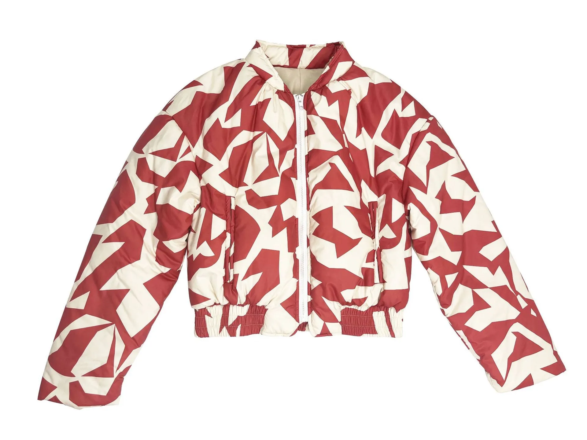Women's Trendy Pattern Print Cotton-padded Jacket Short Coat
