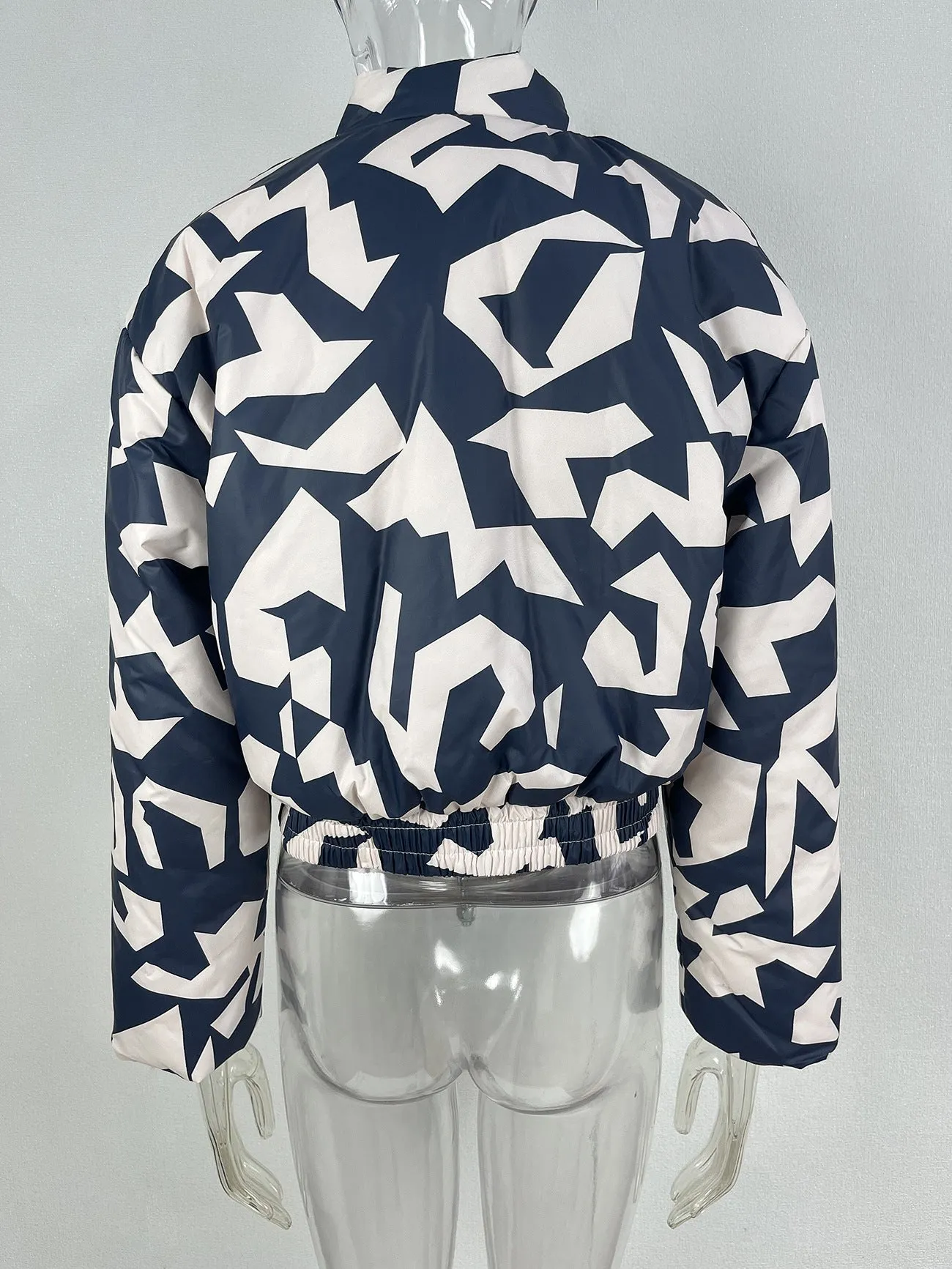 Women's Trendy Pattern Print Cotton-padded Jacket Short Coat