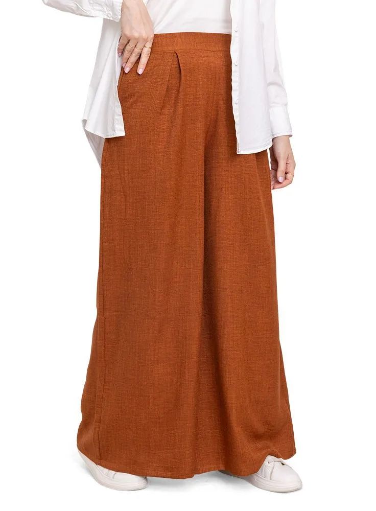 Wood linen Wide Leg