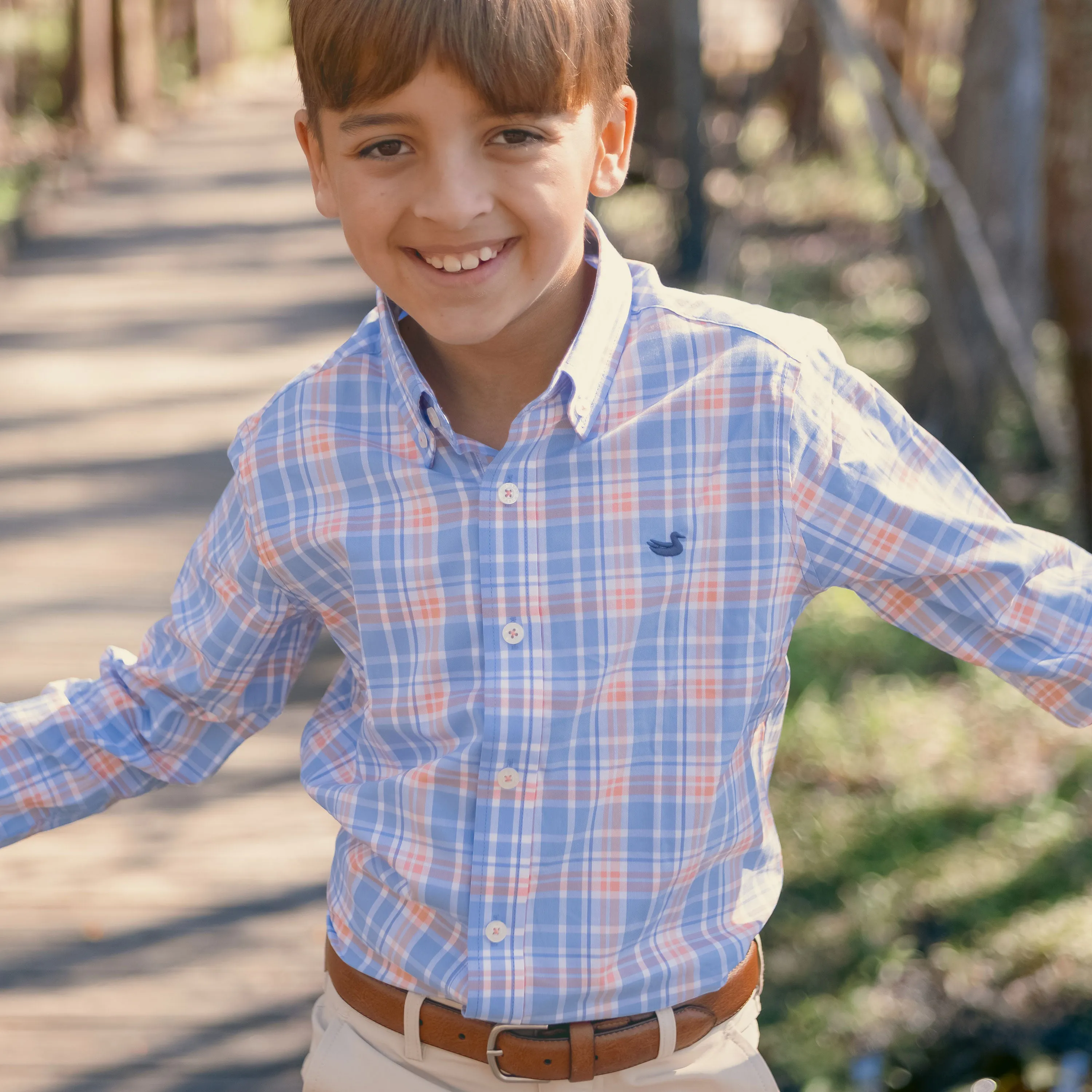Youth Grainger Performance Plaid Dress Shirt