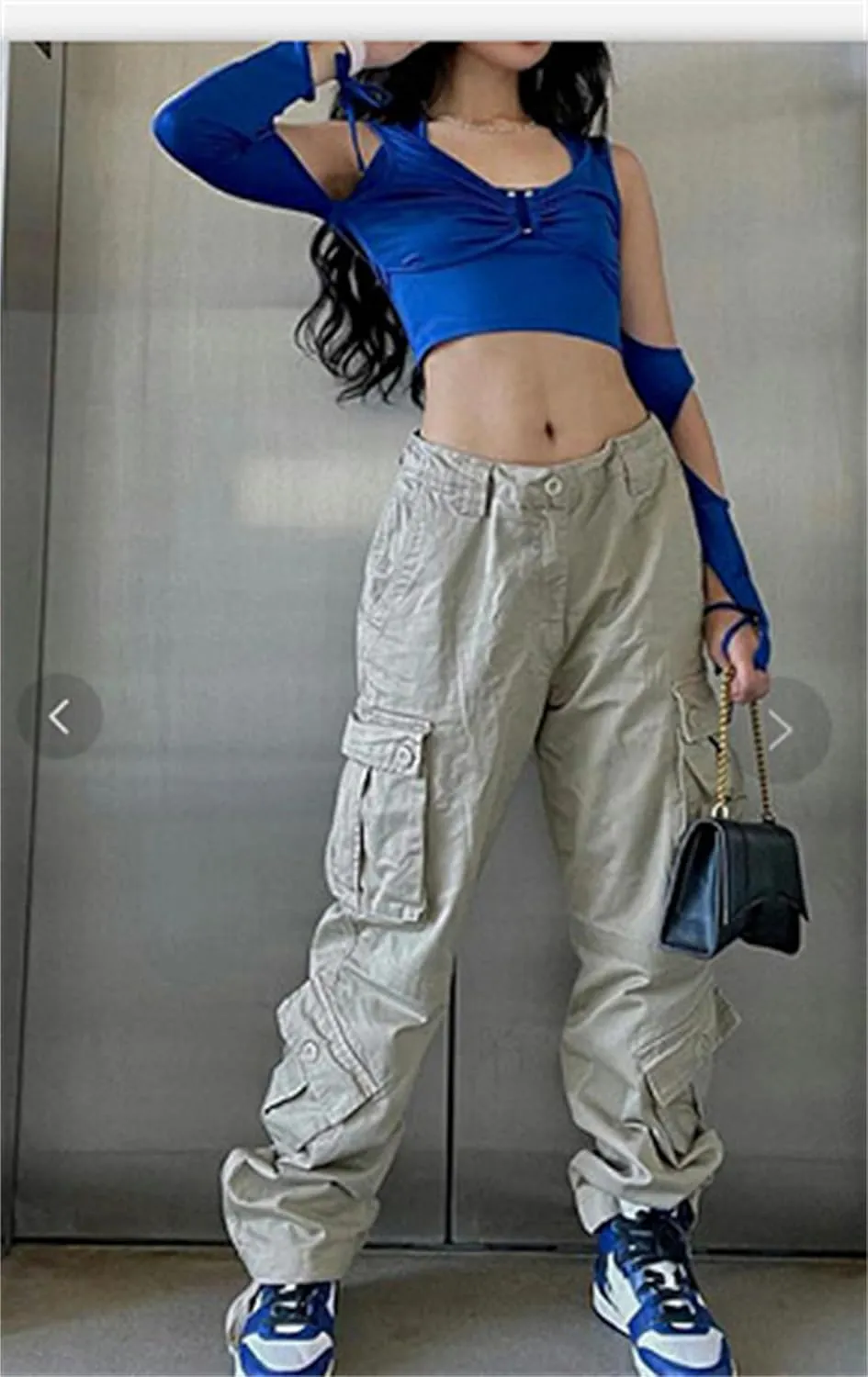 ZWRXW Cargo Pants for Women Straight Leg High Waist Casual Loose Sweatpants Tapered Denim Jogger Trousers with Pockets